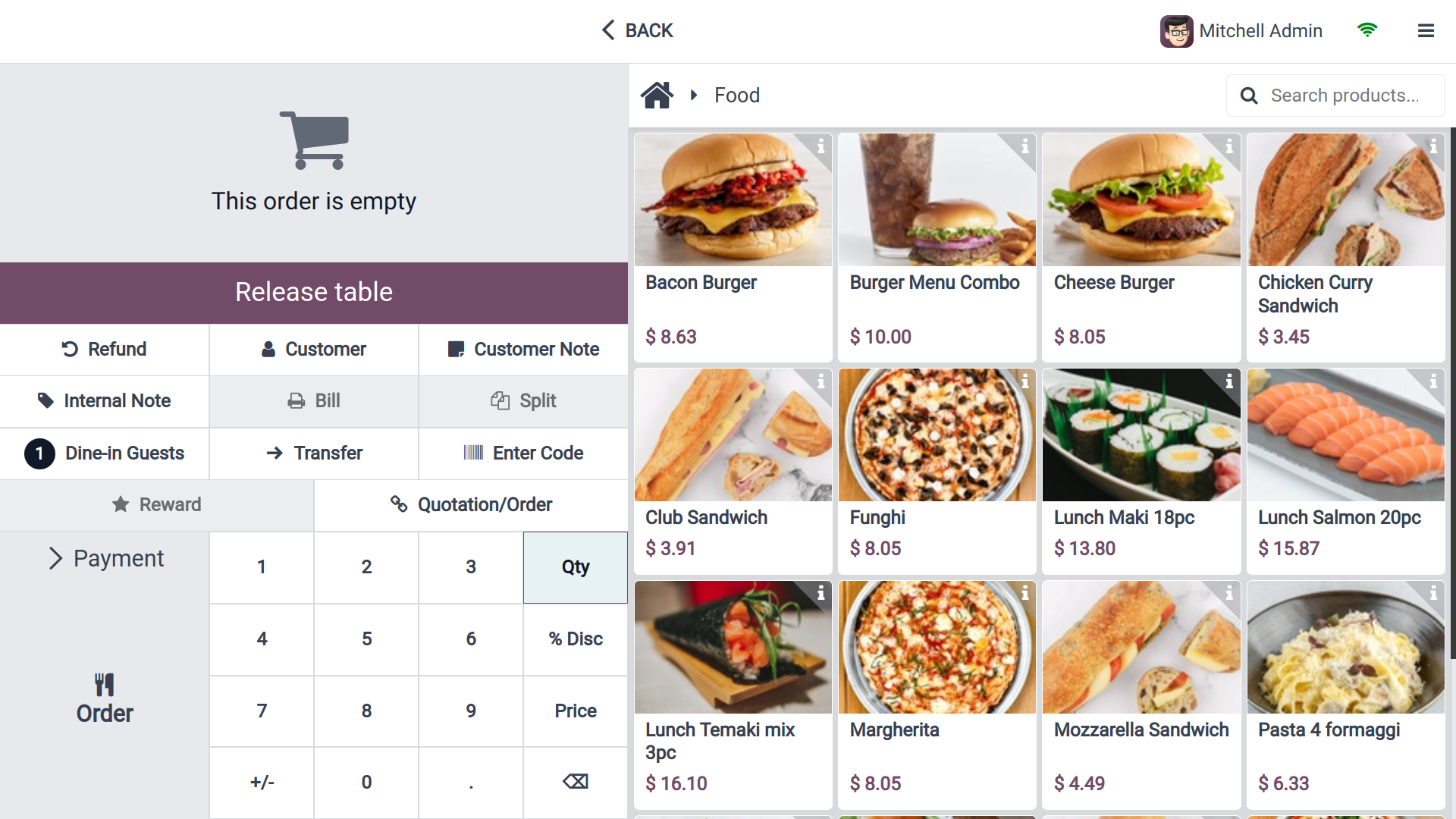 Complete restaurant/ bar management interface